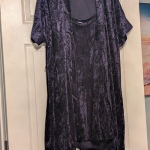 Women's Velvety Gown And Robe Combo, Dark Purple, Size Medium, NWOT